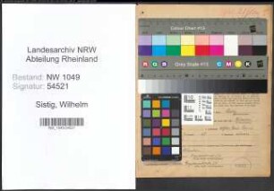 Entnazifizierung Wilhelm Sistig , geb. 20.11.1897 (Haendler)