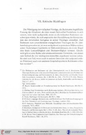 VII. Kritische Rückfragen
