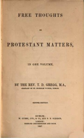 Free thoughts on protestant matters
