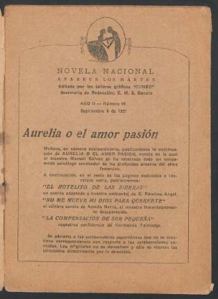 1921004400: Aurelia o el amor pasión : primera parte
