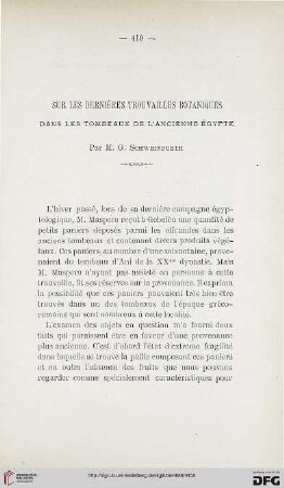 2.Ser.7.1886: Sur les dernières trouvailles botaniques dans les tombeaux de l'ancienne Égypte