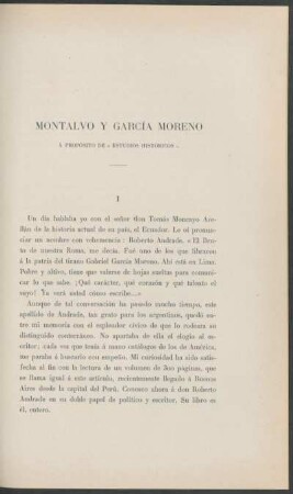 Montalvo y García Moreno : á propósito de "Estudios históricos"
