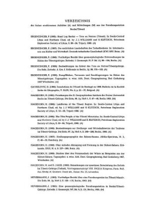 Verzeichnis der bisher erschienenen Aufsätze (A) und Mitteilungen (M) aus der Forschungsstation Bardai/Tibesti