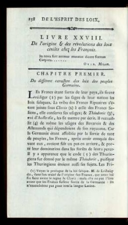 Livre XXVIII. De l' origine et des révolutions des loix civiles chez les François.