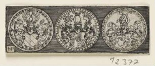 Drei Medaillen mit Wappen
