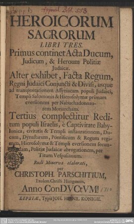Heroicorum Sacrorum Libri Tres ...