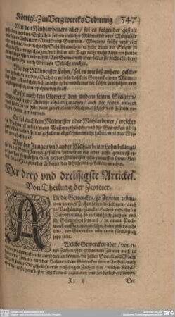Der drey und dreissigste Artickel. Von Theilung der Zwitter.