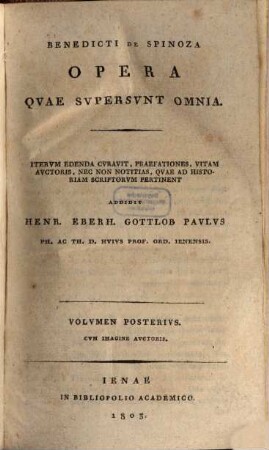 Benedicti de Spinoza Opera quae supersunt omnia, 2