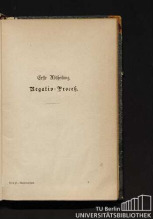 Erste Abtheilung. Negativ-Proceß.