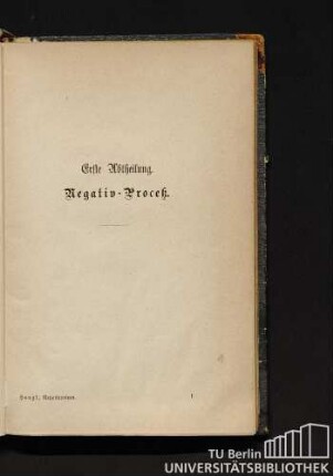 Erste Abtheilung. Negativ-Proceß.