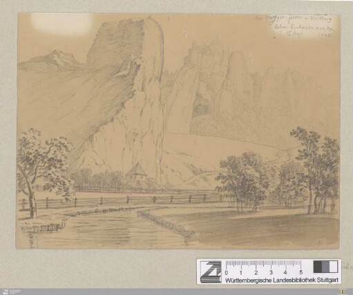 Der Metzger-Felsen u. die Burg Hohen-Gerhausen u. die Aach : 20. Apr. 1818