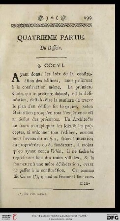 Quatrieme Partie: Du Dessein