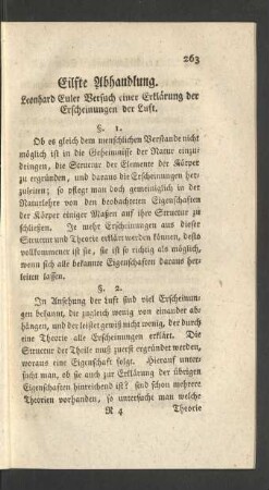 Eilfte Abhandlung. Leonhard Euler Versuch einer Erklärung der Erscheinungen der Luft.
