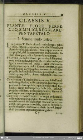 Classis V. Plantae Flore Perfecto, Simplici, Regulari, Pentapetalo