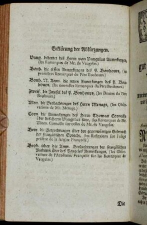 Erklärung der Abkürzungen.