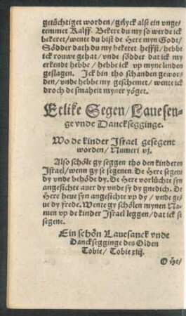 Etlike Segen/ Lavesenge unde Dancksegginge.