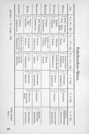 Lehrstunden-Plan