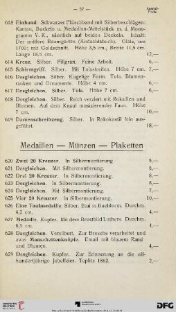 Medaillen- Münzen- Plaketten (Nr. 620-631)