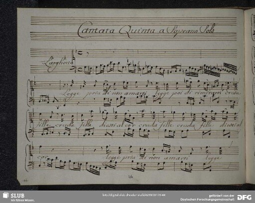 Cantata Quinta a Soprano Solo