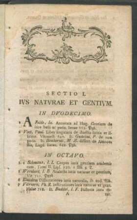 Sectio I. Ius Naturae Et Gentium.