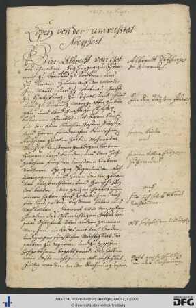 Abschriften der Privilegien der Universität vom 21. Sept. 1457