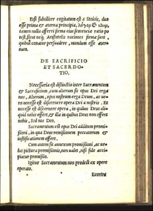 De Sacrificio et Sacerdotio.