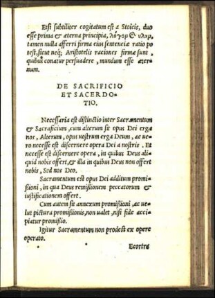 De Sacrificio et Sacerdotio.