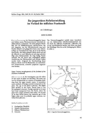 Zur jungtertiären Reliefentwicklung im Vorland der südlichen Frankenalb