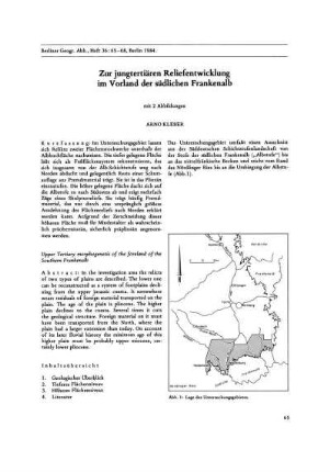 Zur jungtertiären Reliefentwicklung im Vorland der südlichen Frankenalb