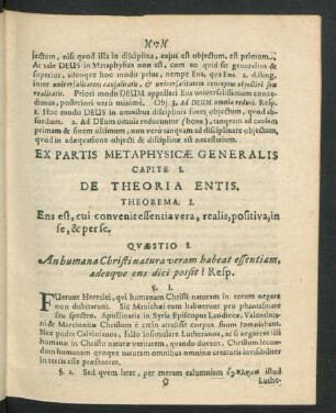 Ex Partis Metaphysicae Generalis.