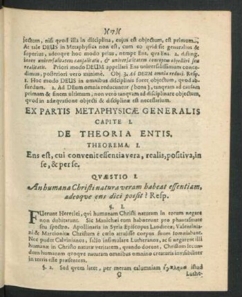 Ex Partis Metaphysicae Generalis.
