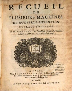 Recueil de plusieurs machines de nouvelle invention