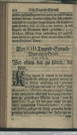 Der XIII. Tugend-Spruch, Vom guten Gehör