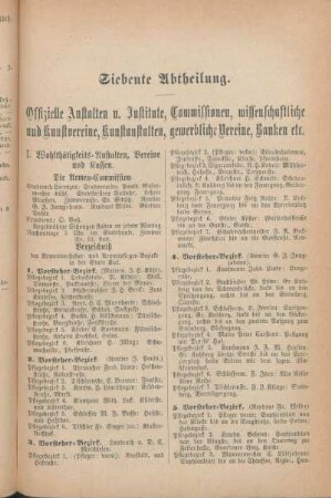 I. Wohlthätigkeits-Anstalten, Vereine und Kassen.