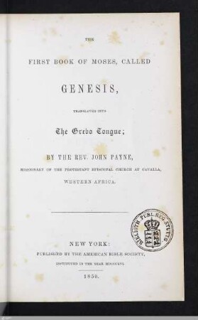 The First Book of Moses, called Genesis