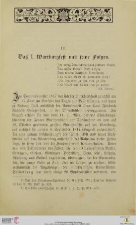 III. Das I. Wartburgfest und feine Folgen