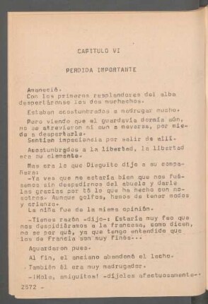 Capítulo VI - Pérdida importante