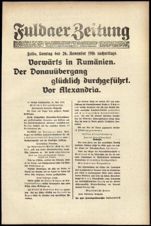 Ausgabe vom Sonntag, den 26. November 1916.