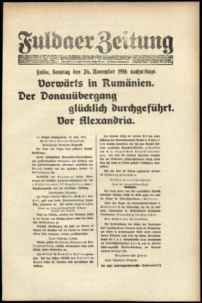 Ausgabe vom Sonntag, den 26. November 1916.
