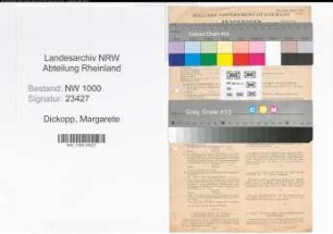 Entnazifizierung Margarete Dickopp, geb. 12.05.1914 (Bueroangest.)