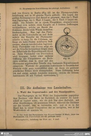 III. Die Aufnahme von Landschaften.
