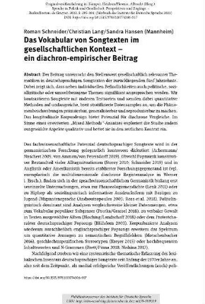 Das Vokabular von Songtexten im gesellschaftlichen Kontext – ein diachron-empirischer Beitrag
