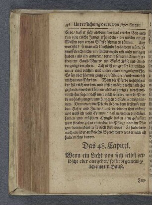 Das 48. Capitel. Wenn ein Licht von sich selbst verlöscht oder ausgehet / so stirbt gemeiniglich eins im Hause.