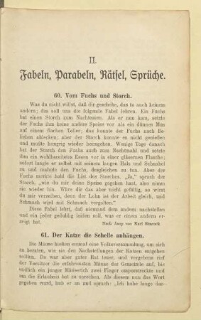 II. Fabeln, Parabeln, Rätsel, Sprüche