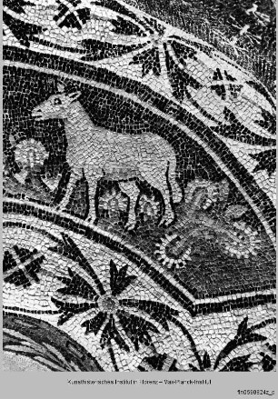 Christogramm und das Kreuz : Das Kreuz und zwei Lämmer