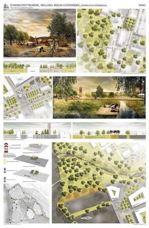 Neuland Lichtenberg Schinkelwettbewerb 2015: Lagepläne und Schnitte 1:500, Diagramme