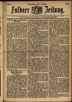 Ausgabe vom Donnerstag, den 07. Februar 1889.