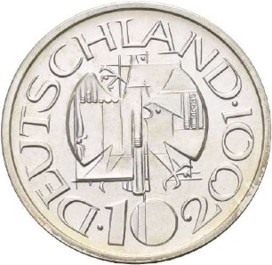 Künstlerprobe von Victor Huster für eine 10 Mark-Münze auf den 200. Geburtstag und 150. Todestag von Albert Lortzing