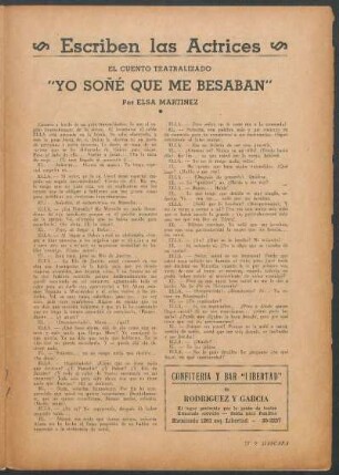 Escriben las Actrices : El cuento teatralizado - "Yo soñé que me besaban"