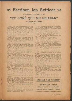 Escriben las Actrices : El cuento teatralizado - "Yo soñé que me besaban"